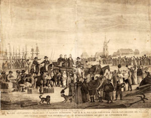 Het landingsstrand in 1813